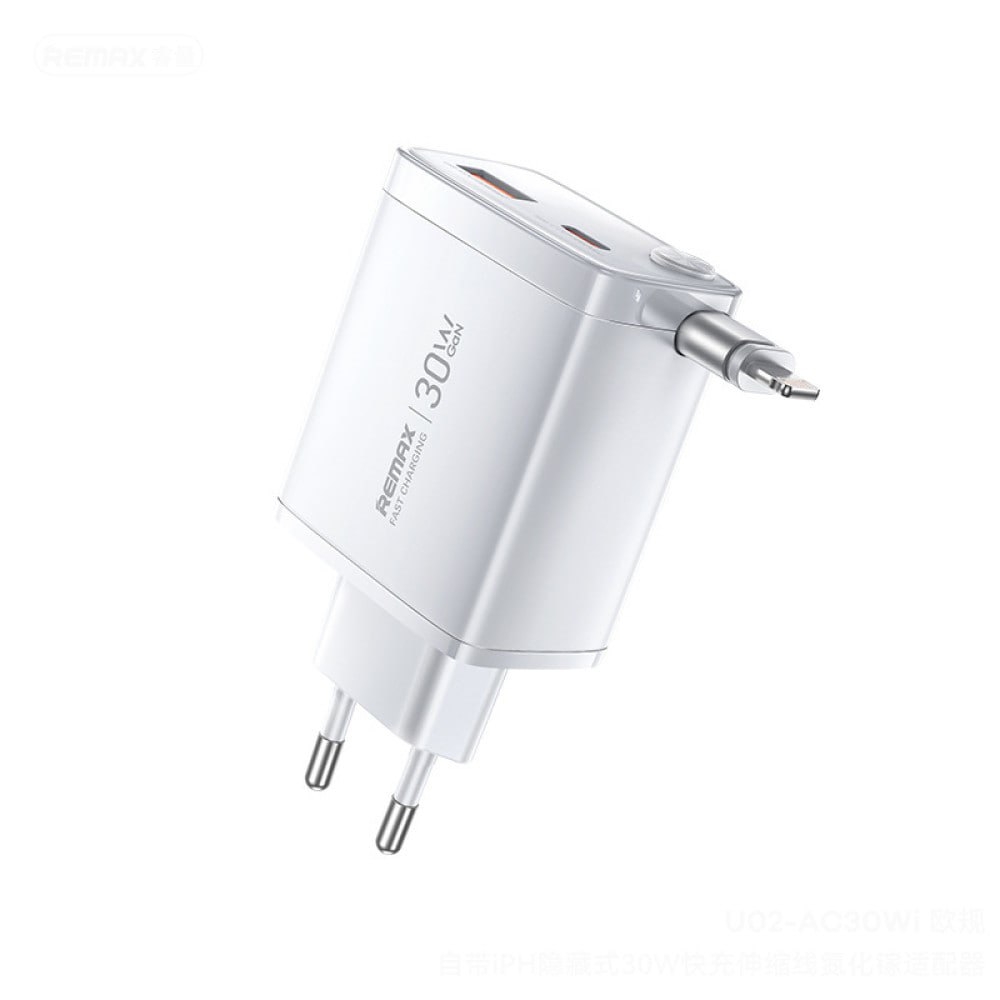 Remax МЗП U02-AC 30Wi GaN + Lightning White - 2