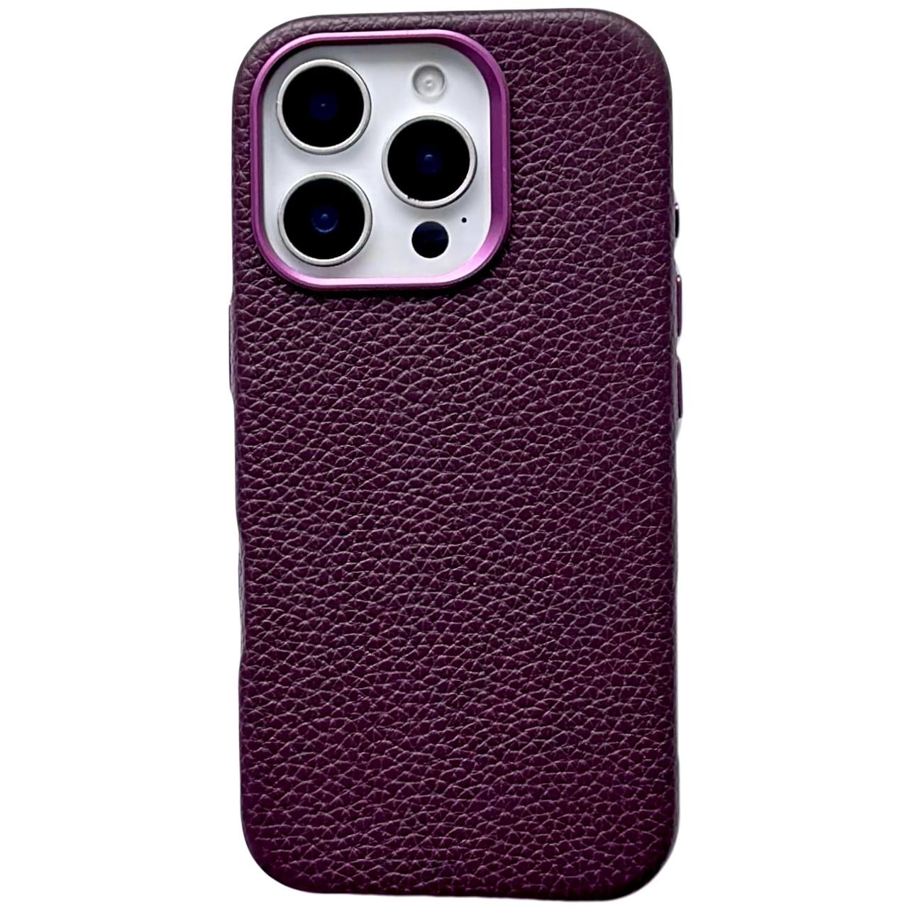 Leather Case Textured Magsafe iPhone 14 Pro Max Dark Cherry - 1