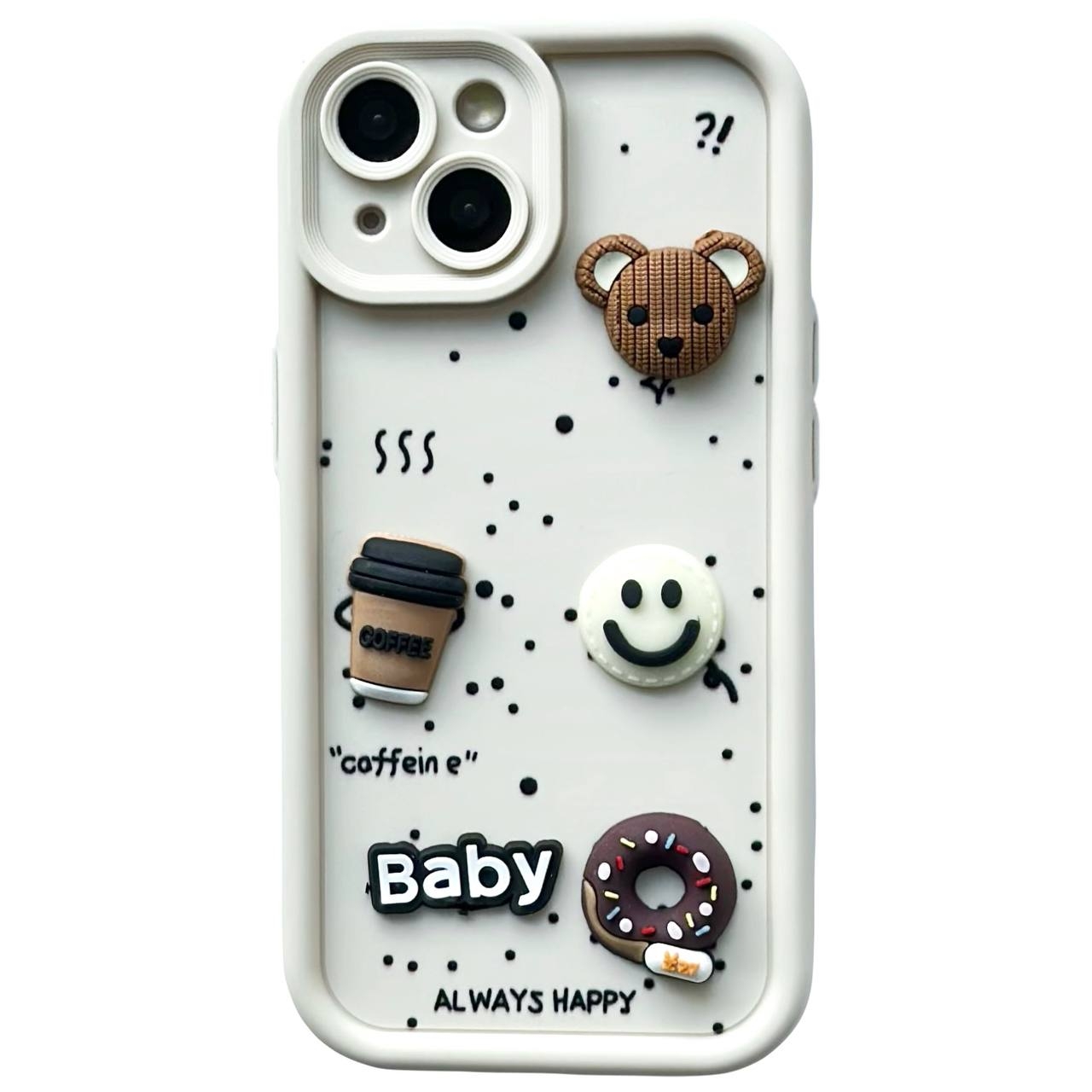 "Always Happy" Case iPhone 13 White - 1