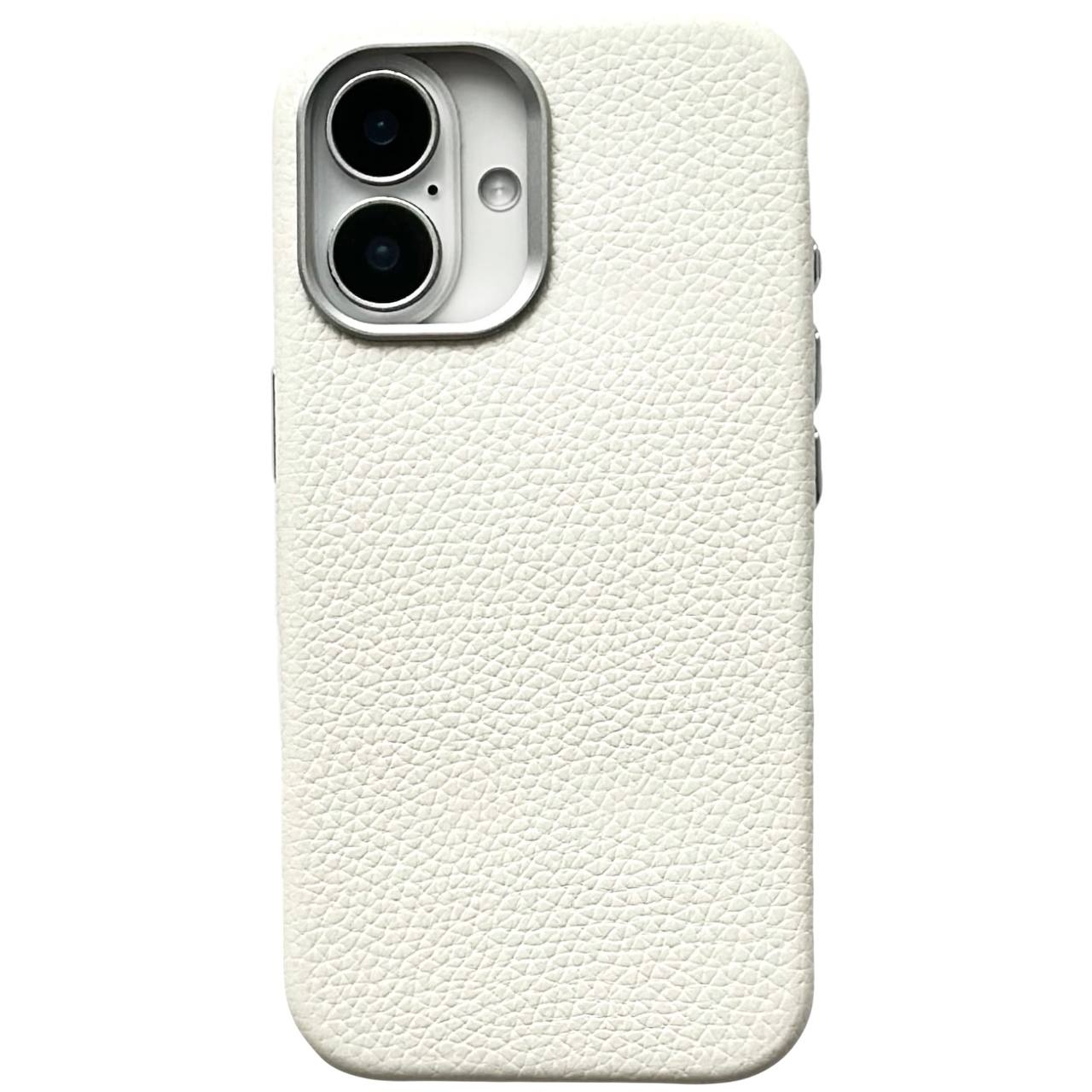 Leather Case Textured Magsafe iPhone 16 Plus White - 1