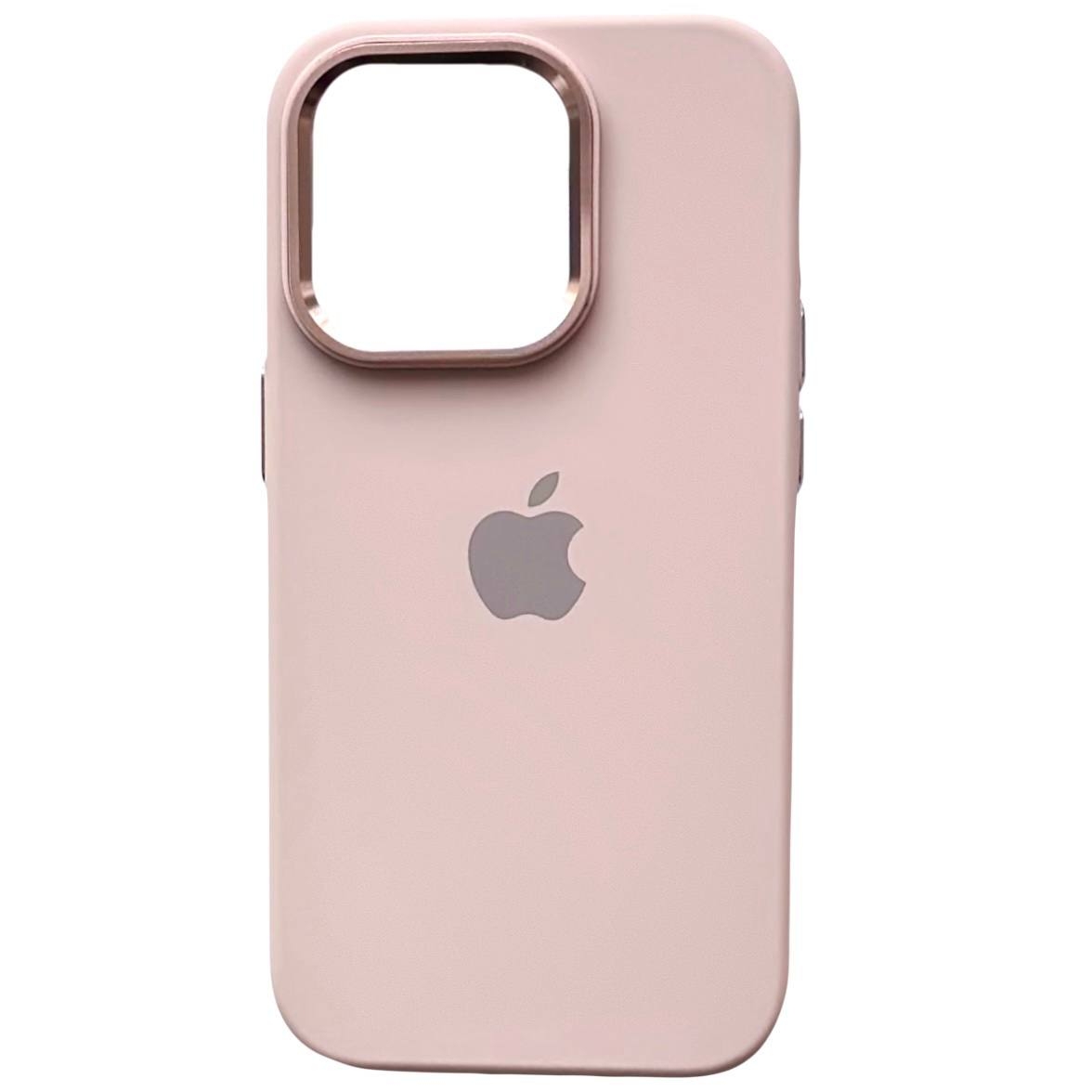 Silicone Case Metal Frame iPhone 15 Pro Pink Sand (19) - 3