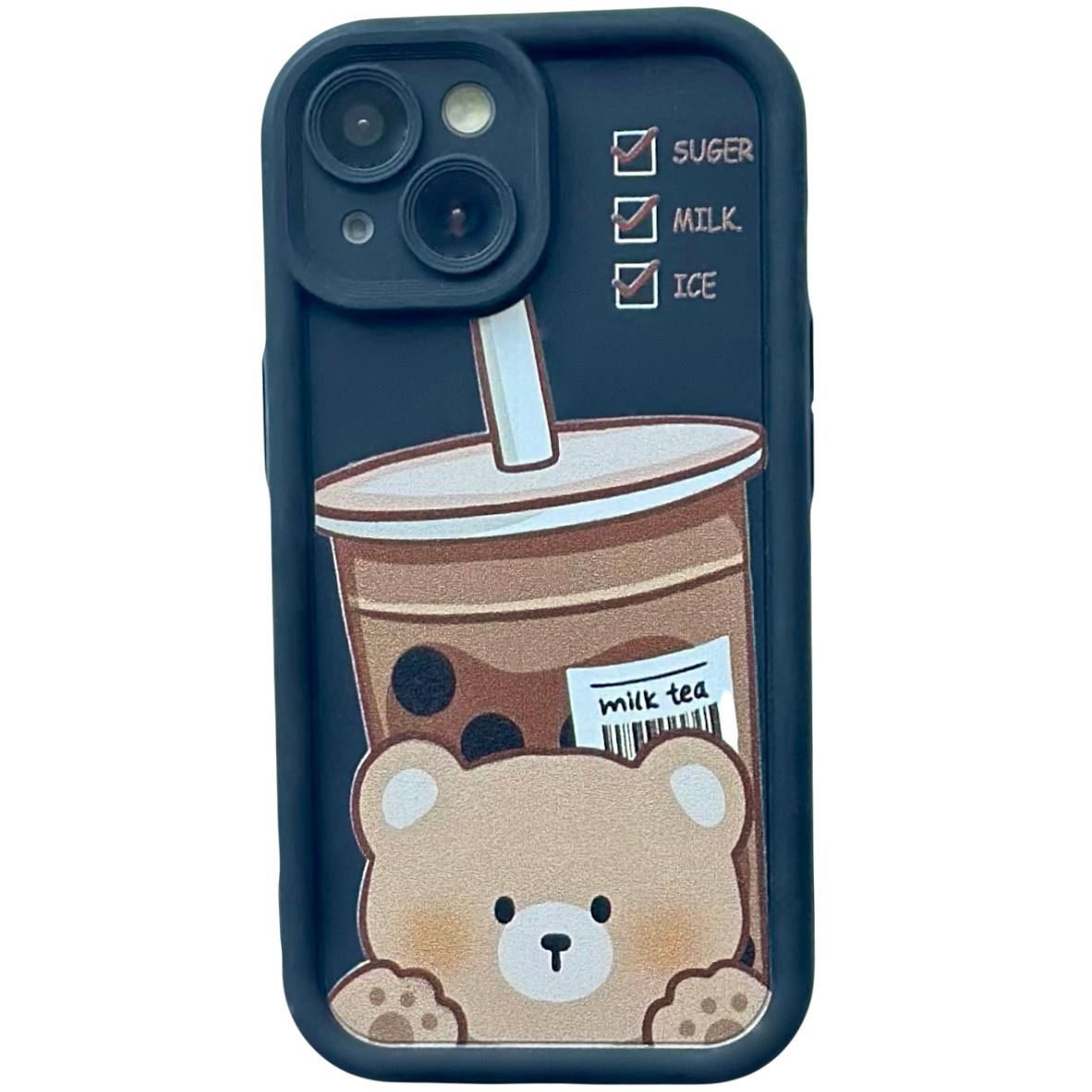 Cute Bear Coffee iPhone 15 Black - 1