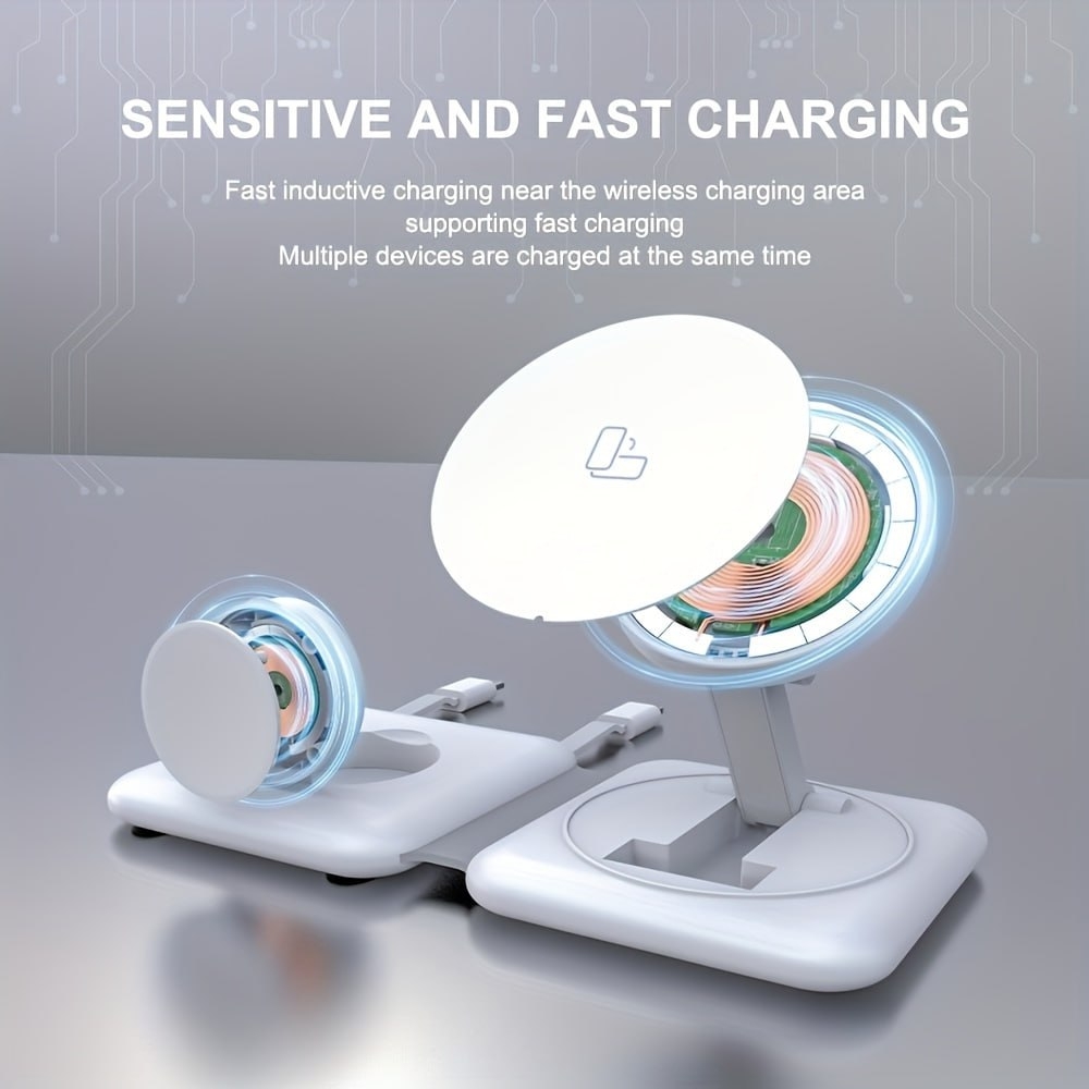 4in1 Foldable Magnetic Wireless Charging Station White - 1