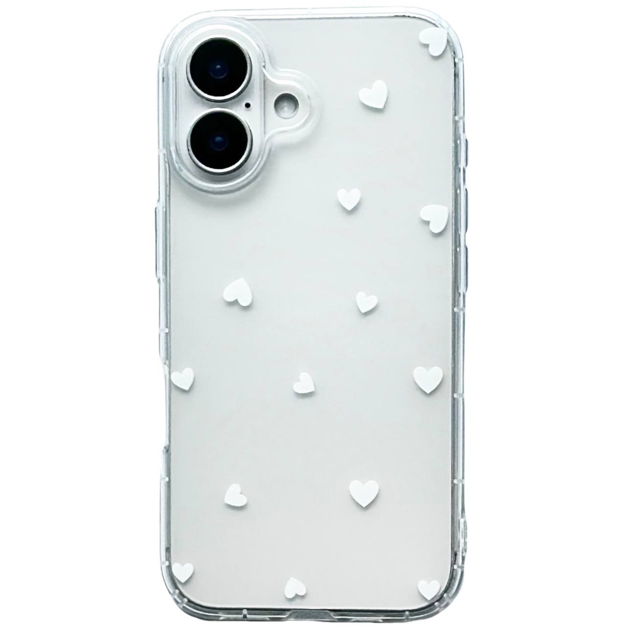 TPU Transparent Hearts iPhone 16 White - 1