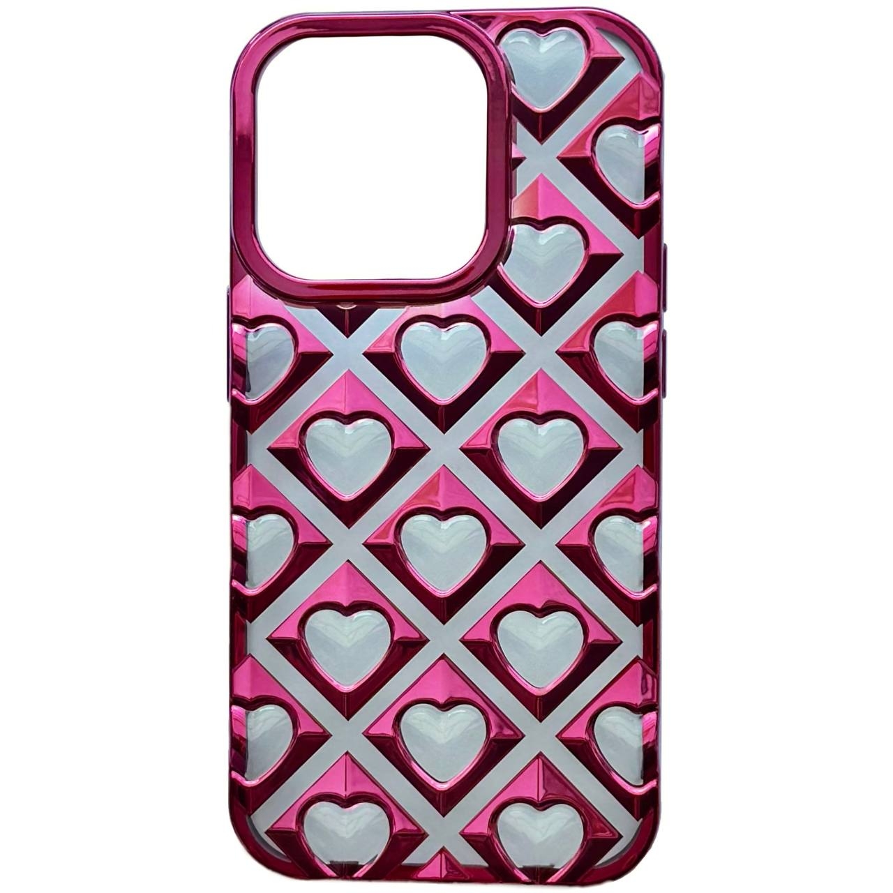 Hearts Metallic TPU iPhone 15 Pro Rose - 3