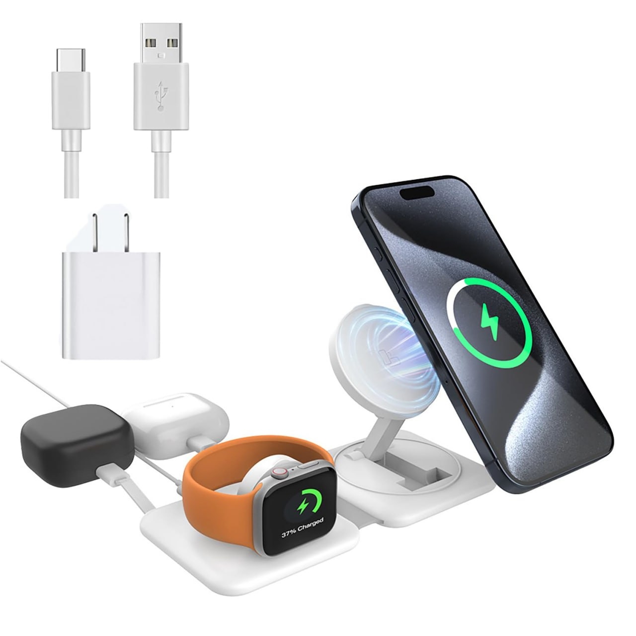4in1 Foldable Magnetic Wireless Charging Station White - 2