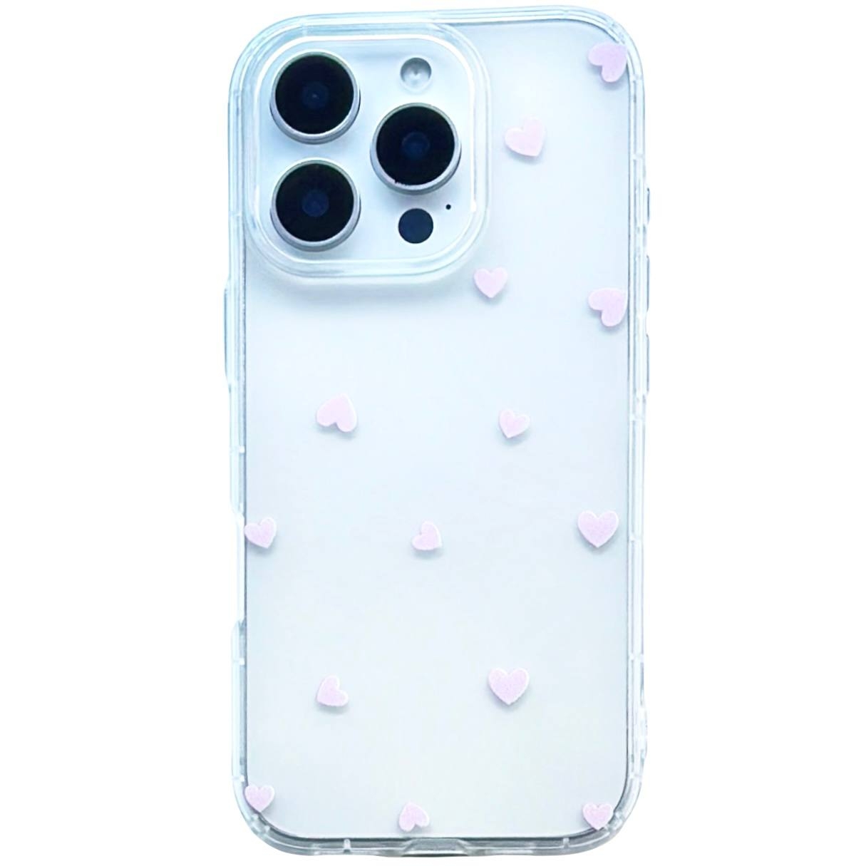 TPU Transparent Hearts iPhone 14 Pro Pink - 1