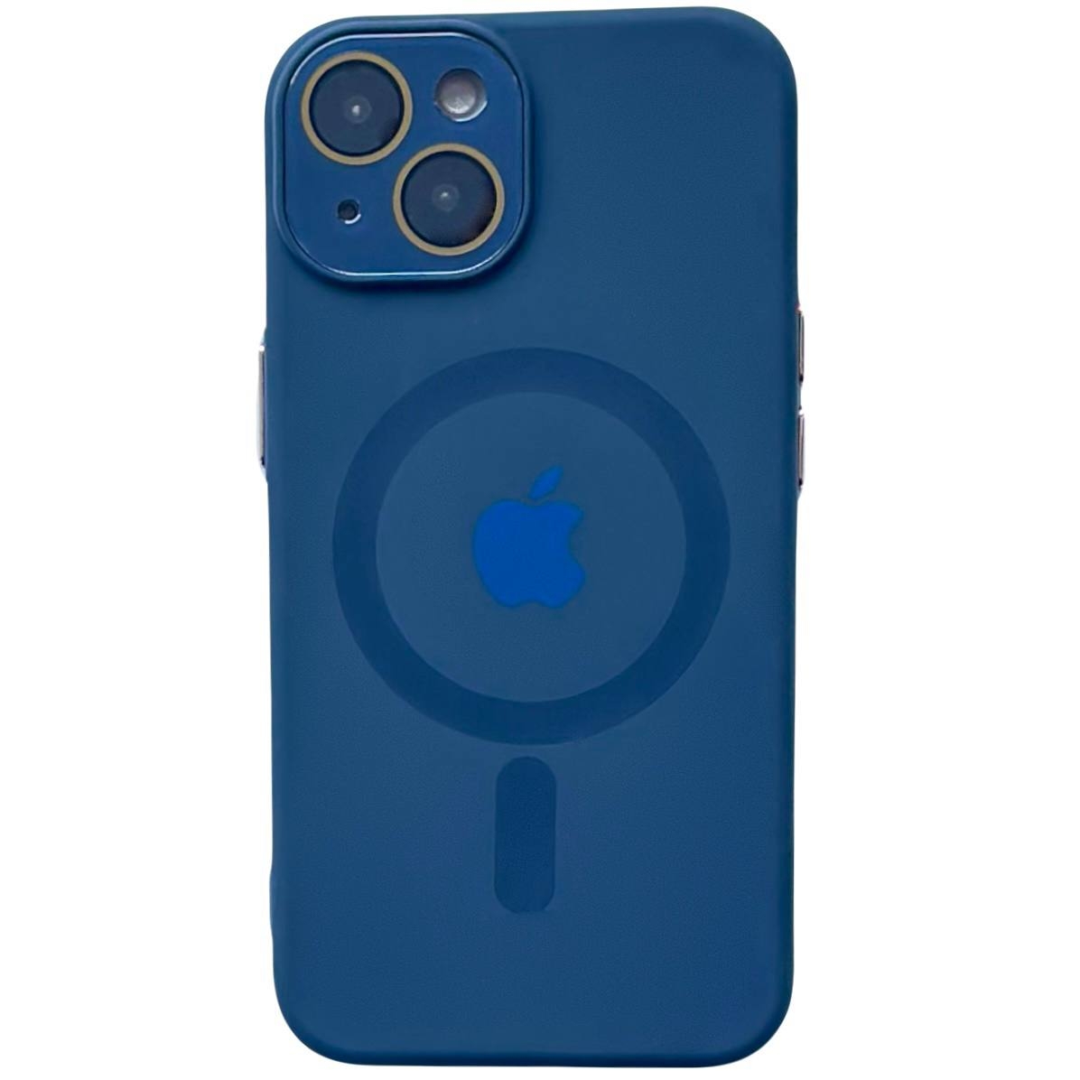 Silicone Metal Buttons Magsafe iPhone 15 Navy Blue - 1