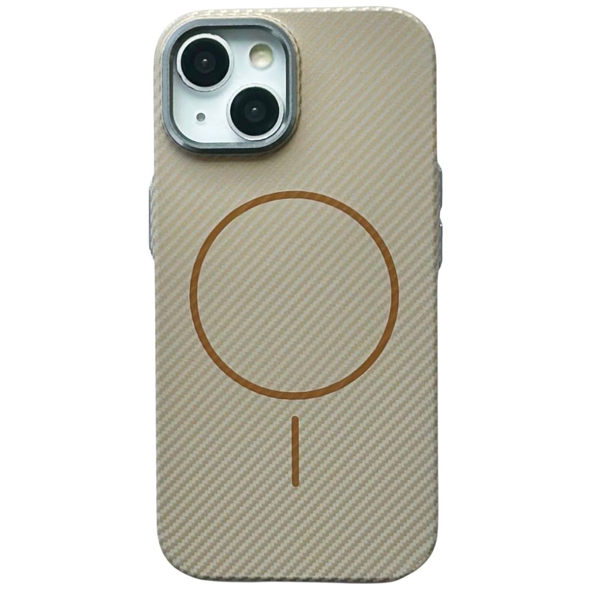 Carbon Pattern Slim Magsafe iPhone 15 Gold - 1
