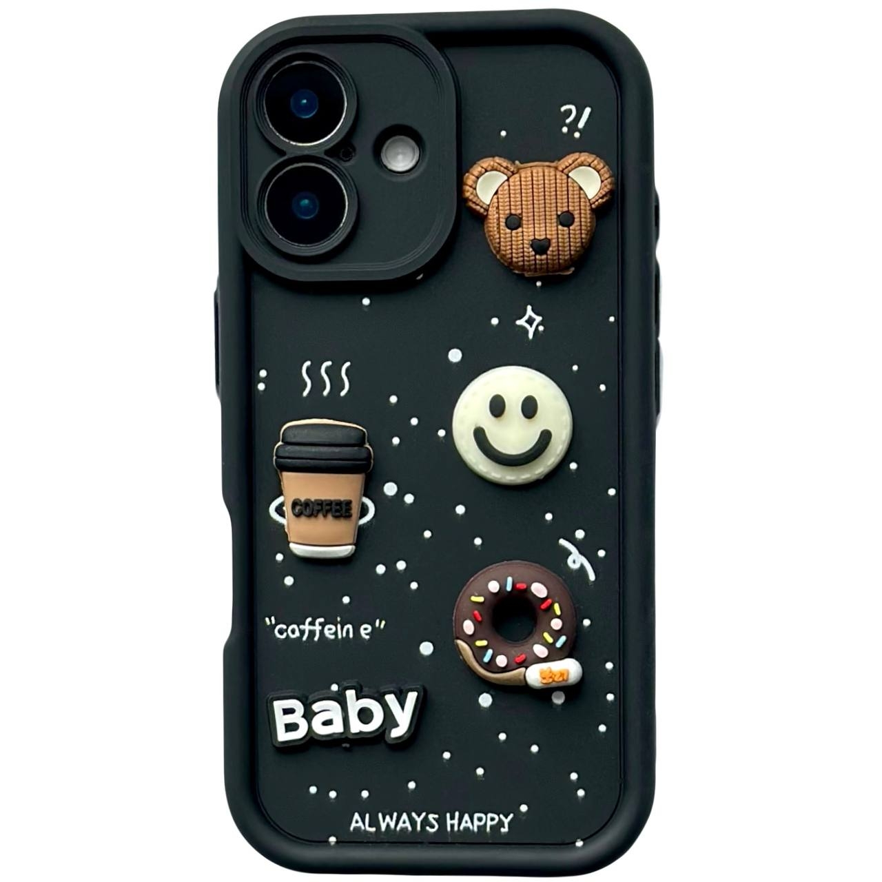"Always Happy" Case iPhone 16 Black - 1