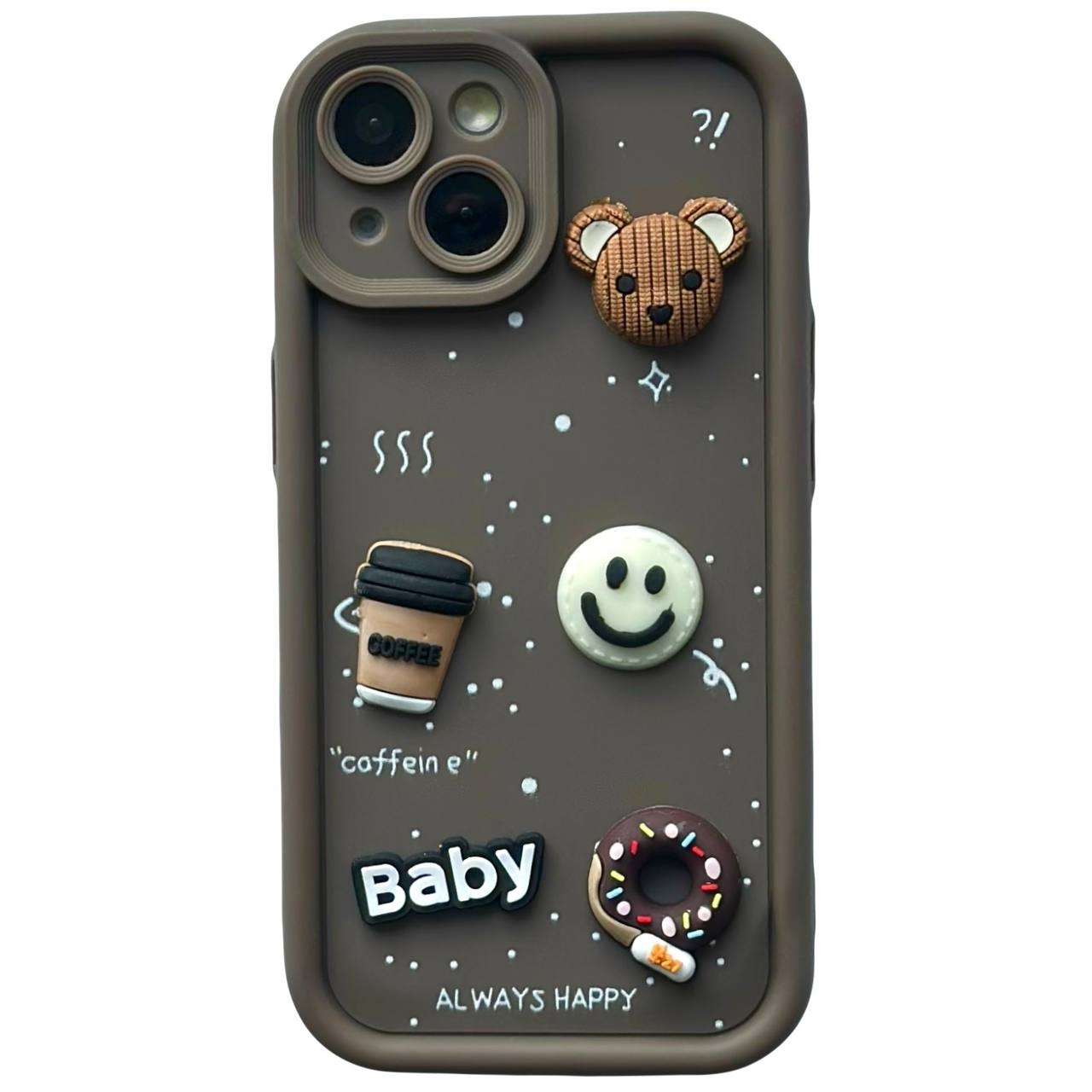 "Always Happy" Case iPhone 14 Plus Brown - 1