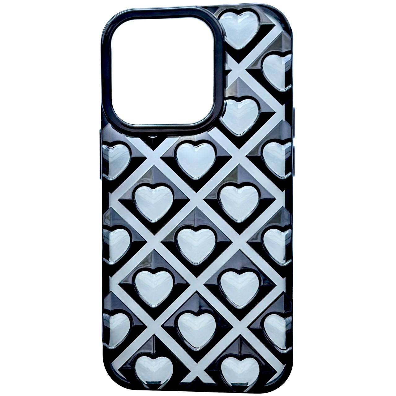 Hearts Metallic TPU iPhone 15 Pro Max Black - 1