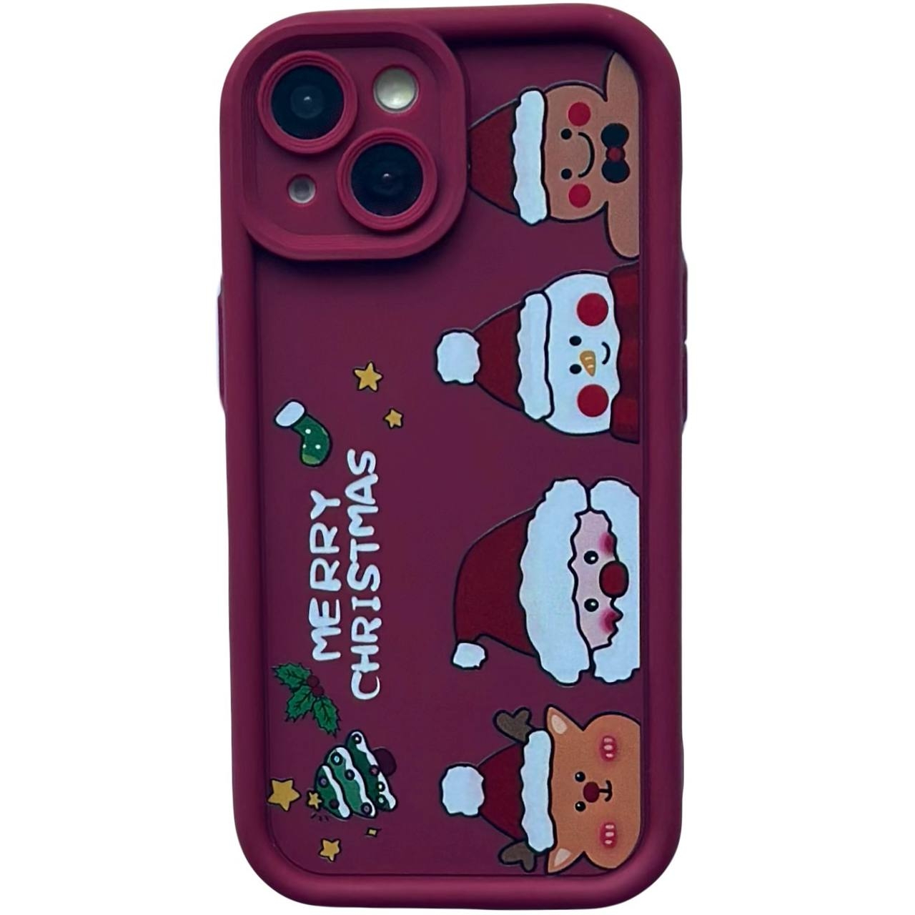 TPU Merry Christmas iPhone 14 Bordo (4-Head) - 1