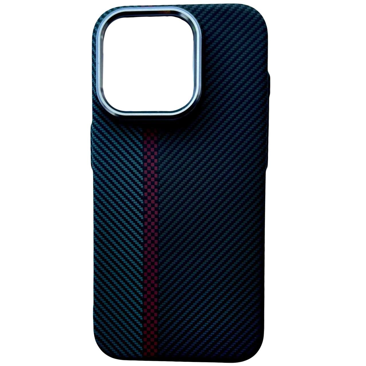 Carbon Pattern Magsafe iPhone 15 Pro Black/Blue - 1