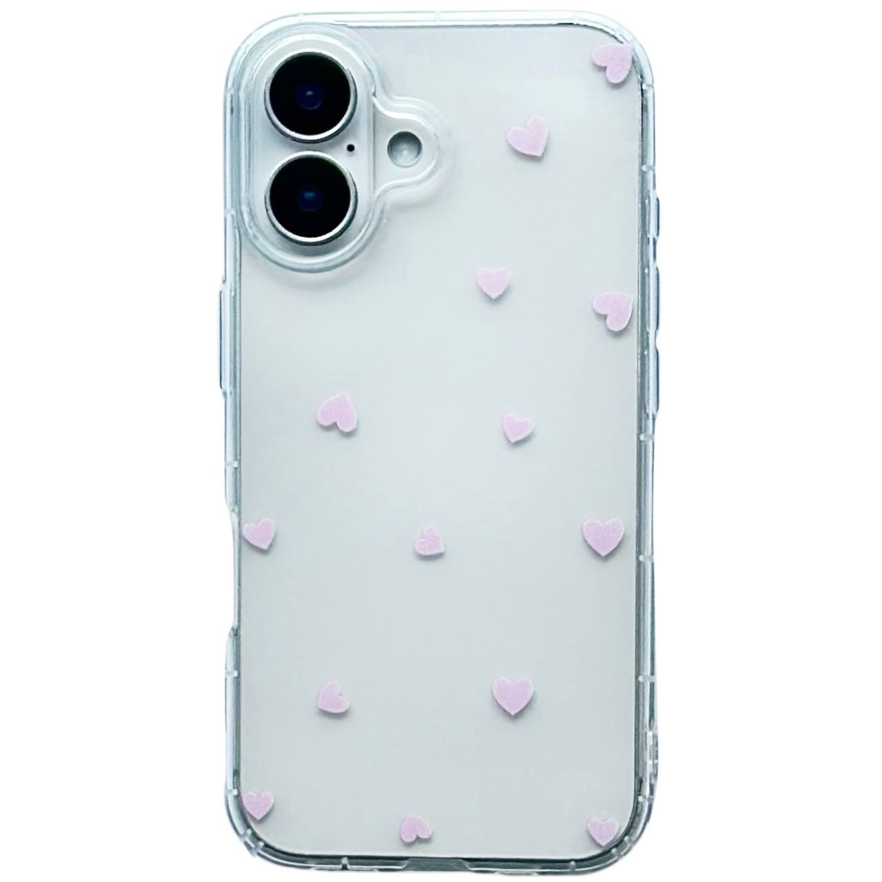 TPU Transparent Hearts iPhone 16 Pink - 1