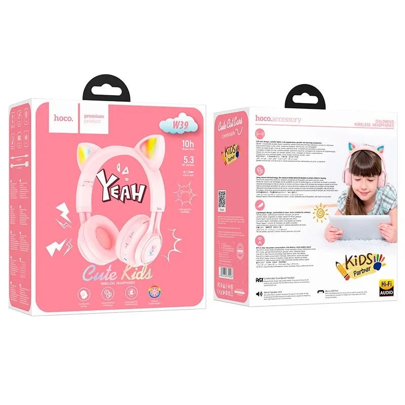 hoco. W39 WireLess Headphones Pink - 1