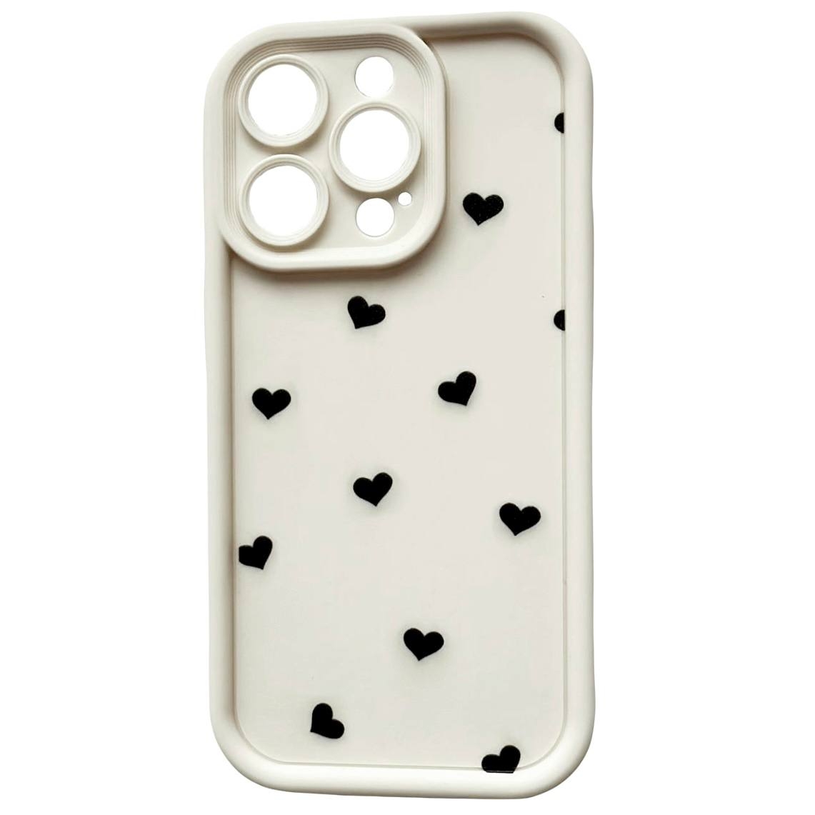 TPU Hearts Mini iPhone 16 White - 1