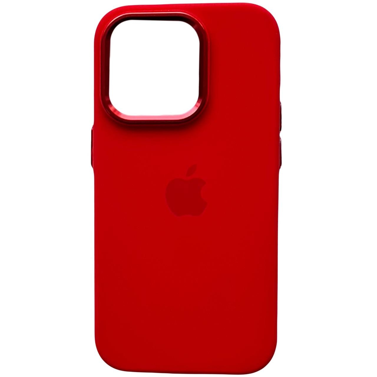 Silicone Case Metal Frame iPhone 15 Red (14) - 3