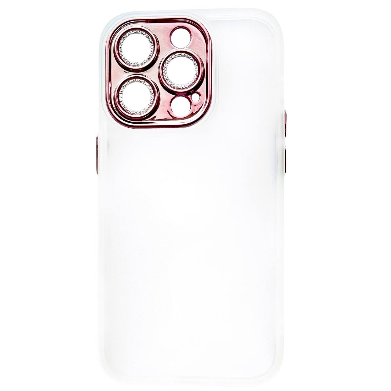 Color Case Glass Diamond Camera iPhone 11 Pro White/Pink - 3