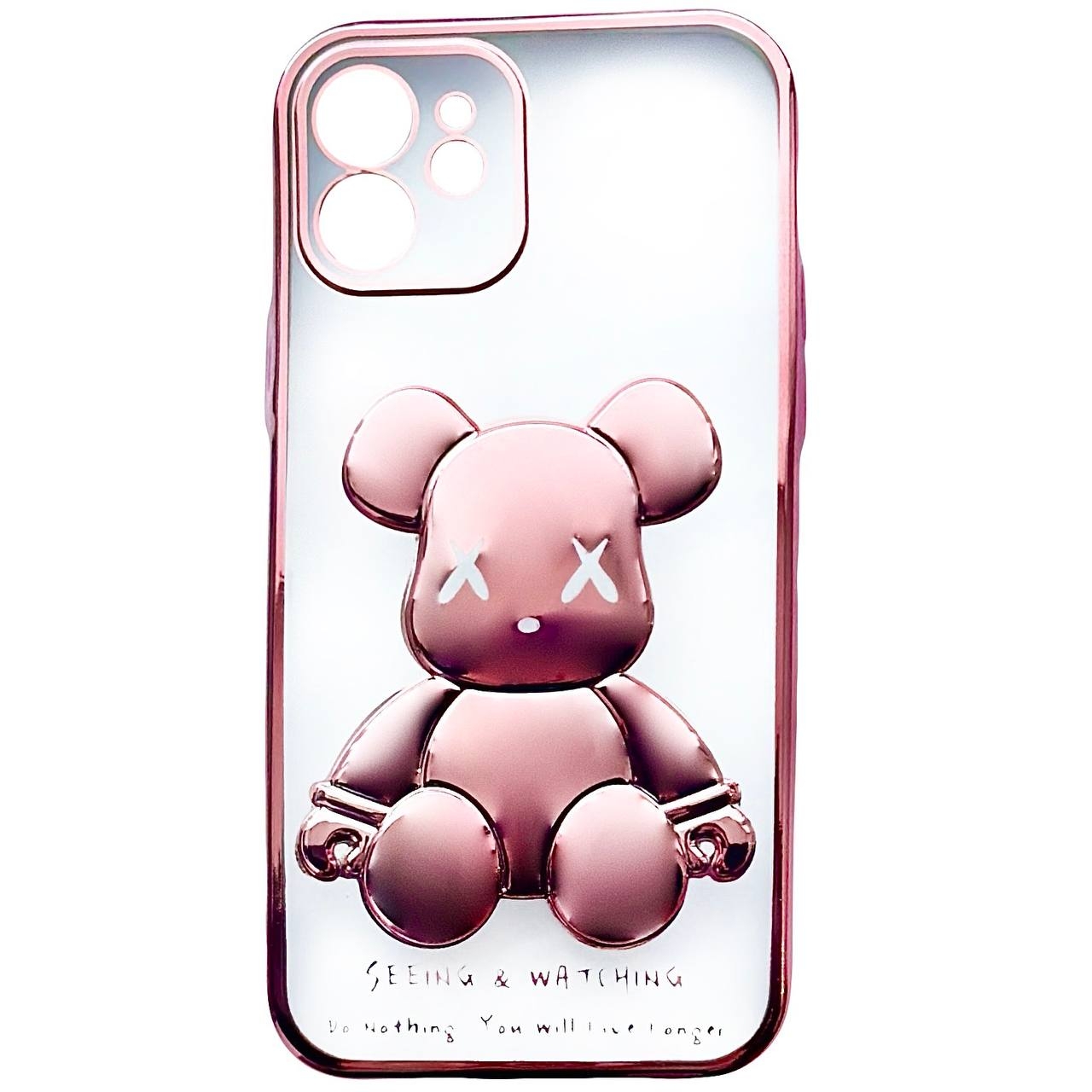 TPU BearBrick Transparent iPhone 13 Pro Rose Gold - 1