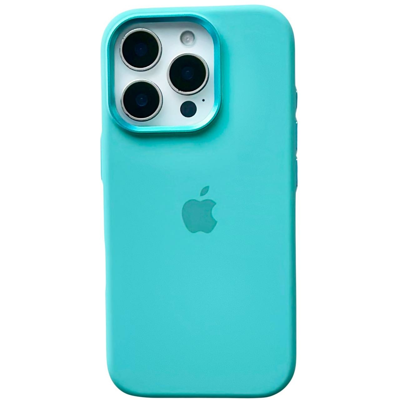 Silicone Case Metal Frame iPhone 15 Pro Max Sea Blue (20) - 1