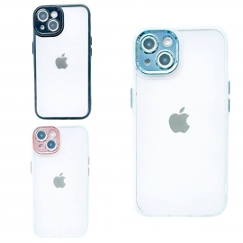 Color Case Glass Diamond Camera iPhone 13 White/Blue