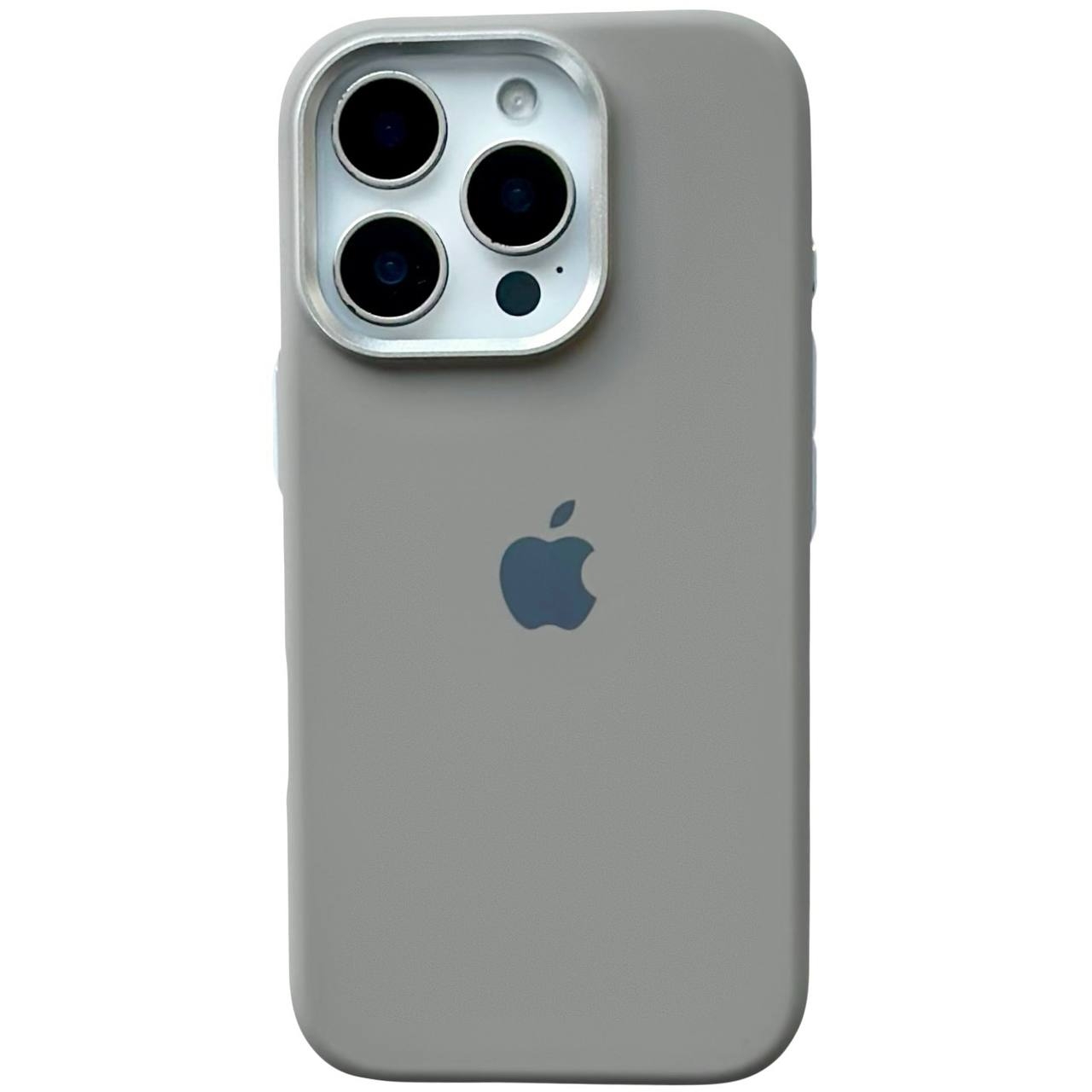 Silicone Case Metal Frame iPhone 11 Pro Max Pebble (22) - 1