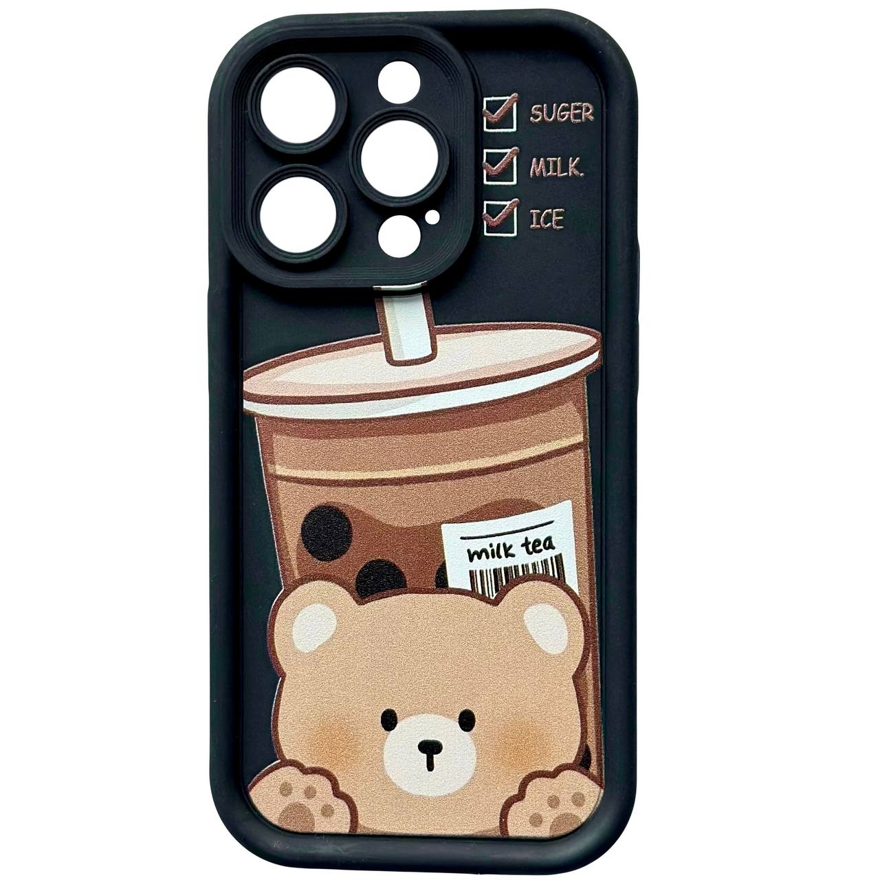 Cute Bear Coffee iPhone 15 Pro Max Black - 3