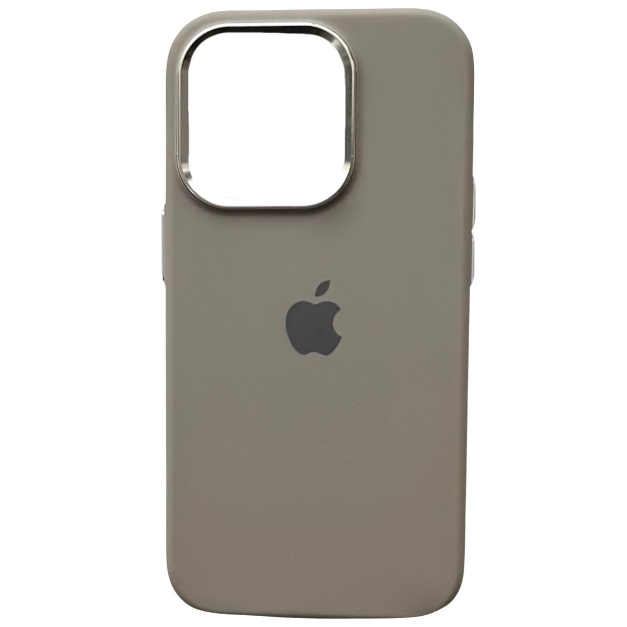 Silicone Case Metal Frame iPhone 11 Pro Max Pebble (22) - 1