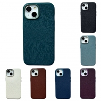 Leather Case Textured Magsafe iPhone 15 Lavender Gray