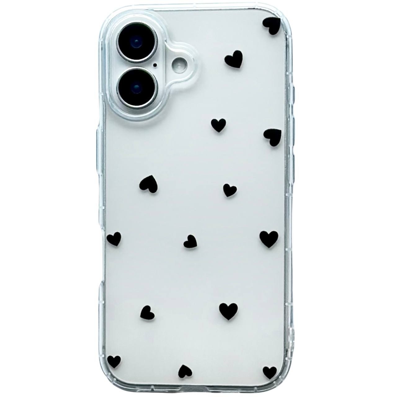 TPU Transparent Hearts iPhone 16 Plus Black - 1