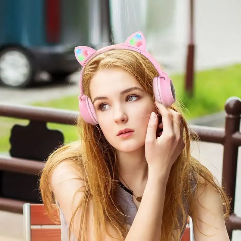 hoco. W27 Cat Ears WireLess Headphones Pink - 3