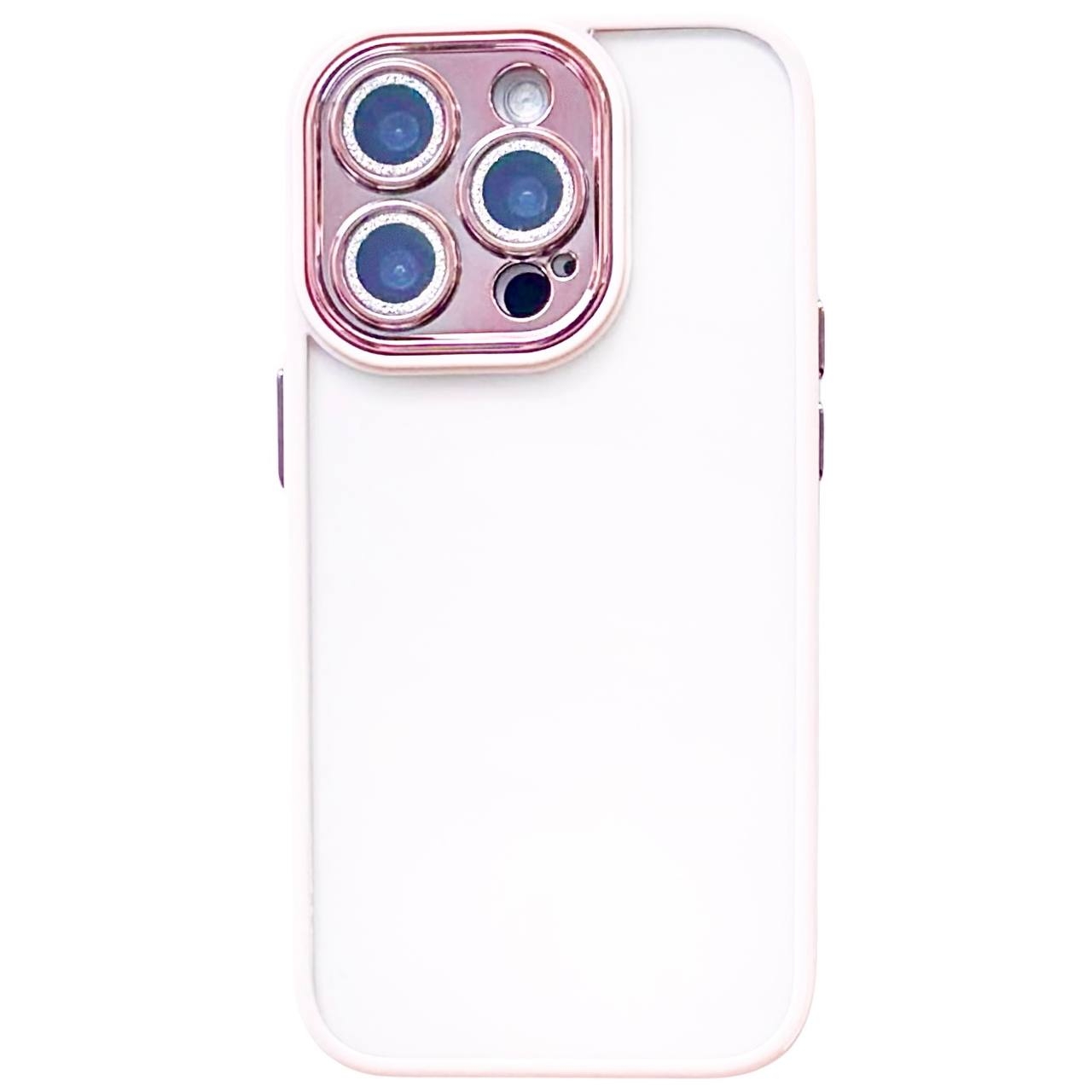 Color Case Glass Diamond Camera iPhone 12 Pro Max Pink - 1