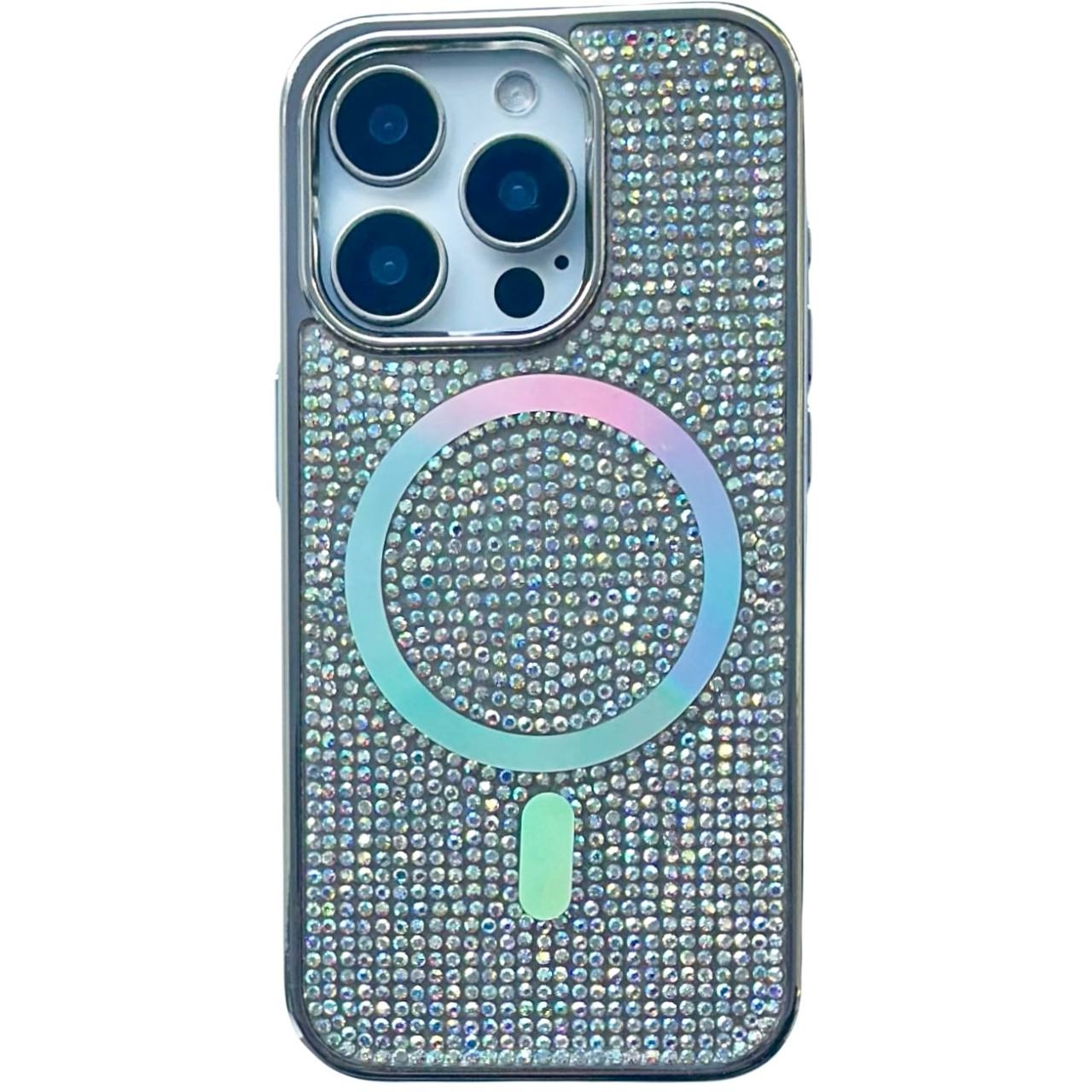 TPU Diamonds MagSafe iPhone 15 Pro Silver/Holo - 1