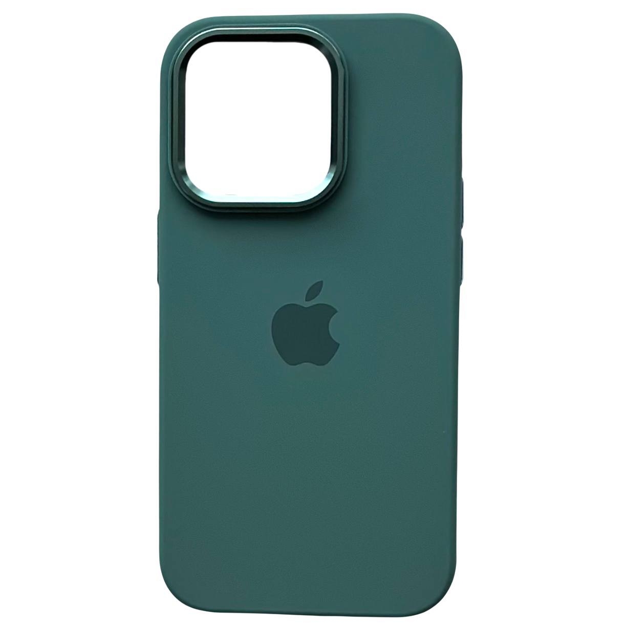 Silicone Case Metal Frame iPhone 14 Plus Pine Green (59) - 3