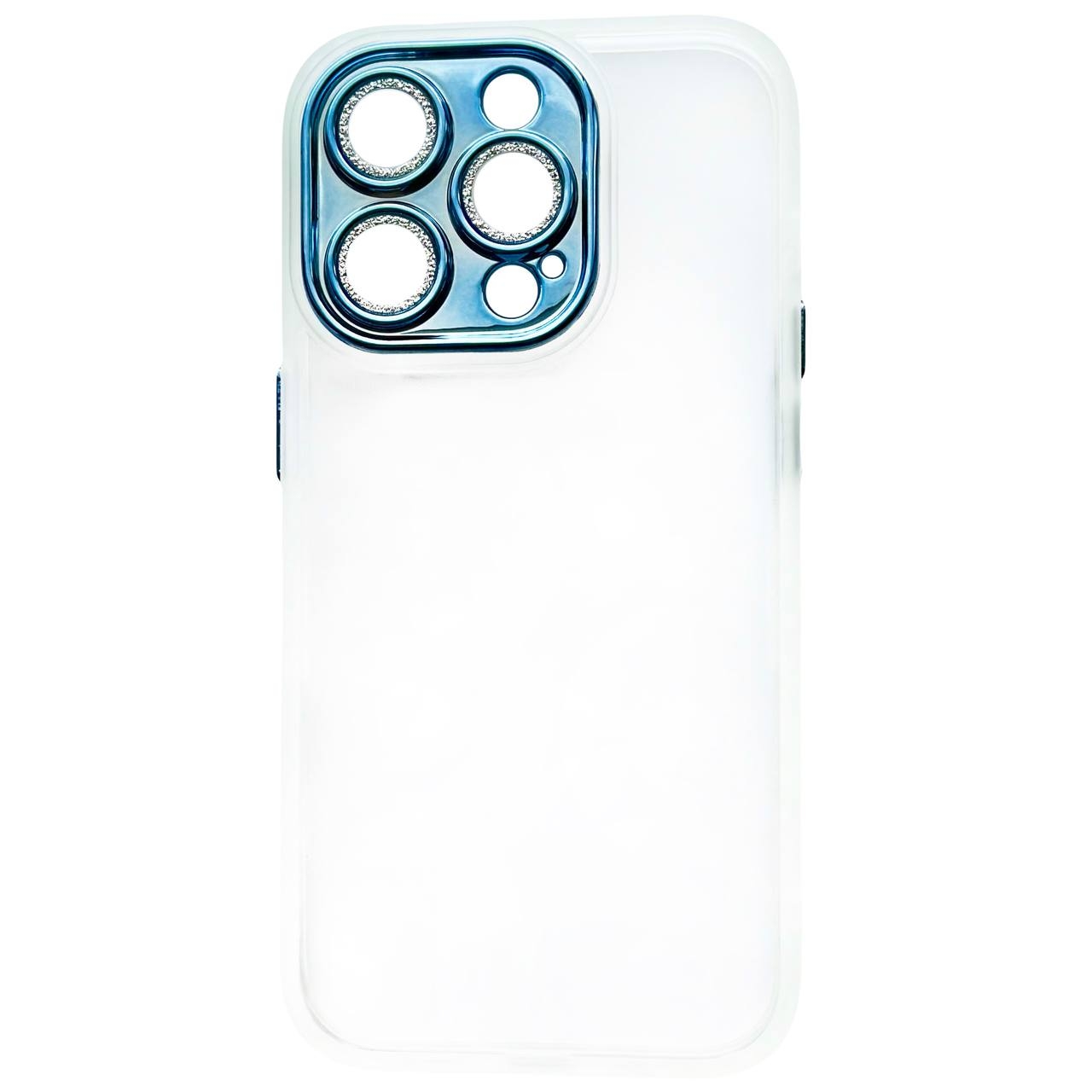 Color Case Glass Diamond Camera iPhone 13 White/Blue - 3