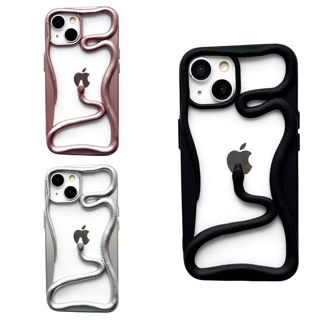 TPU 3D Snake iPhone 15 Black - 2
