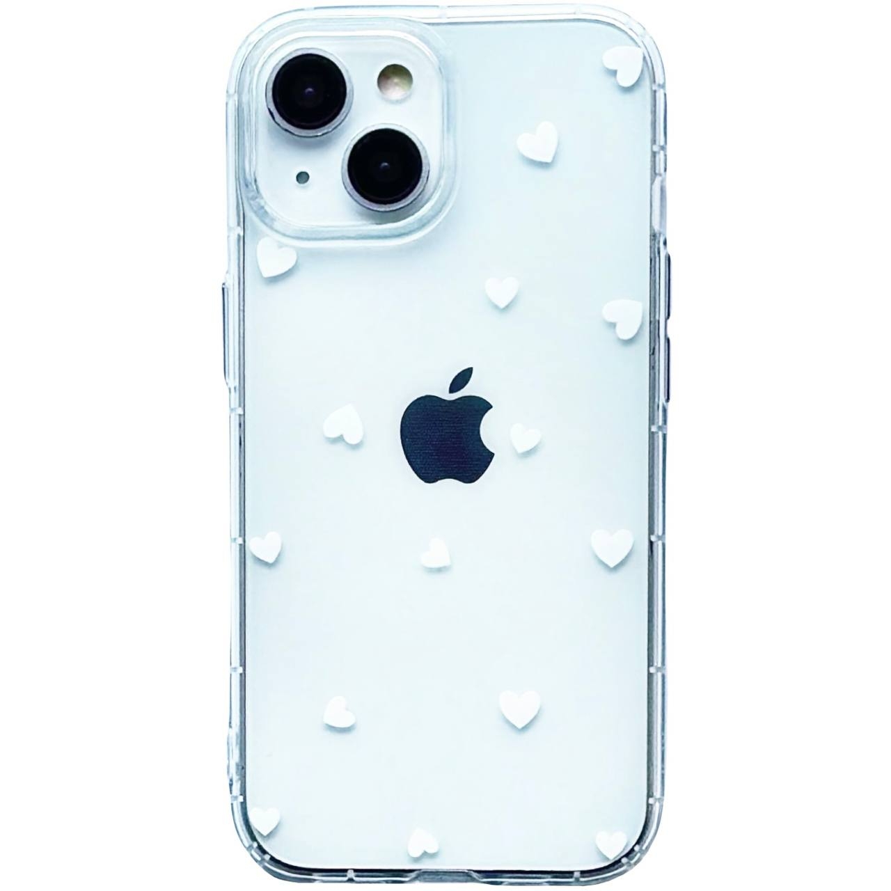 TPU Transparent Hearts iPhone 13 White - 1