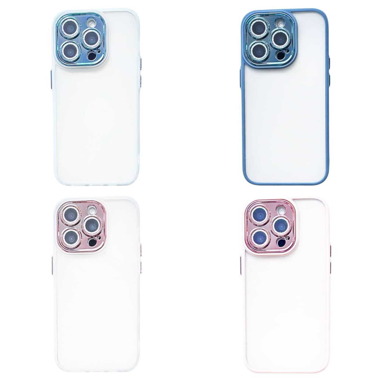 Color Case Glass Diamond Camera iPhone 11 Pro White/Pink - 2