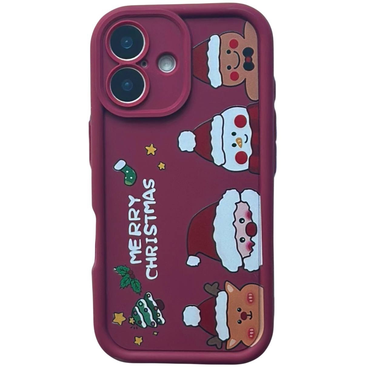 TPU Merry Christmas iPhone 16 Bordo (4-Head) - 1
