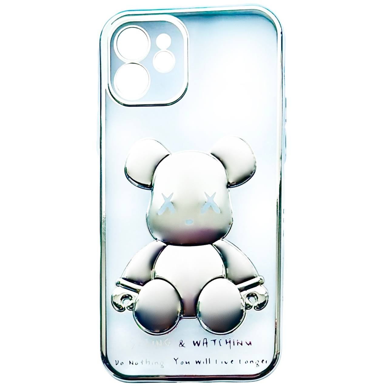 TPU BearBrick Transparent iPhone 14 Pro Silver - 1