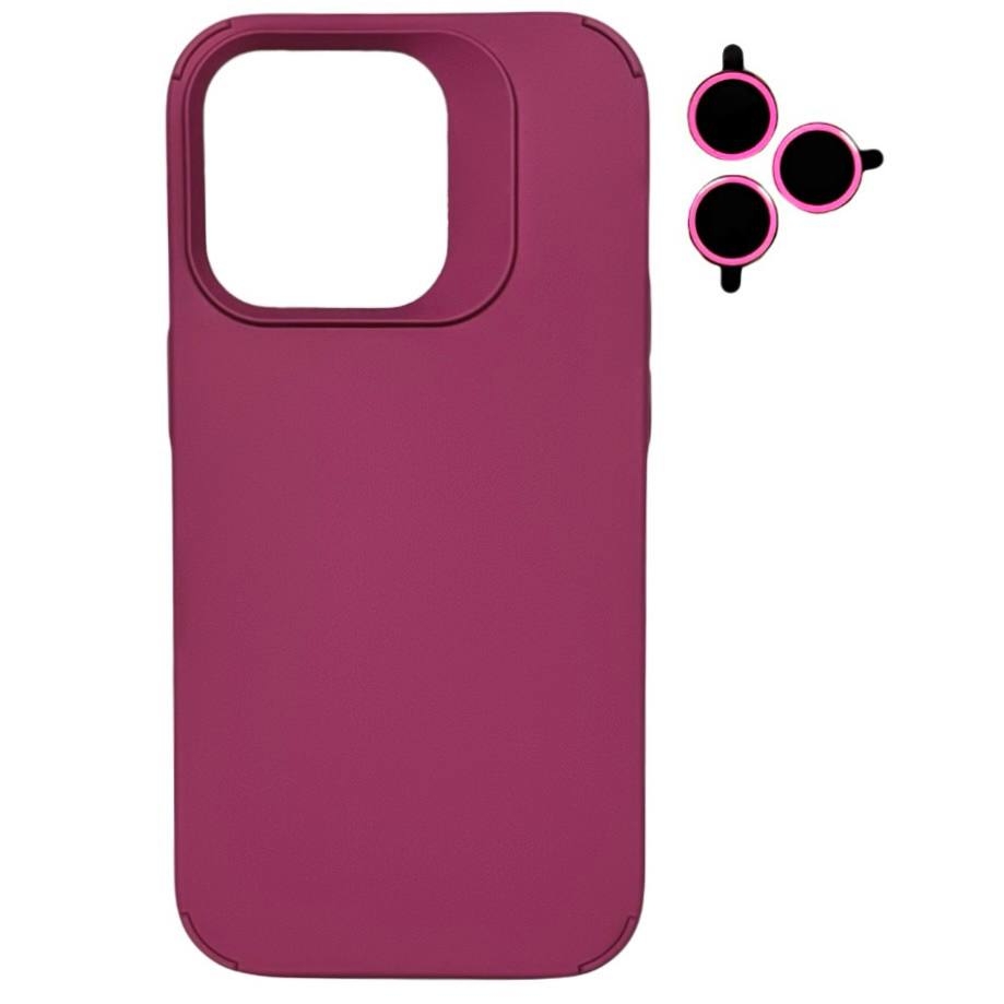 Silicone with Set iPhone 15 Plus Rose Red - 3