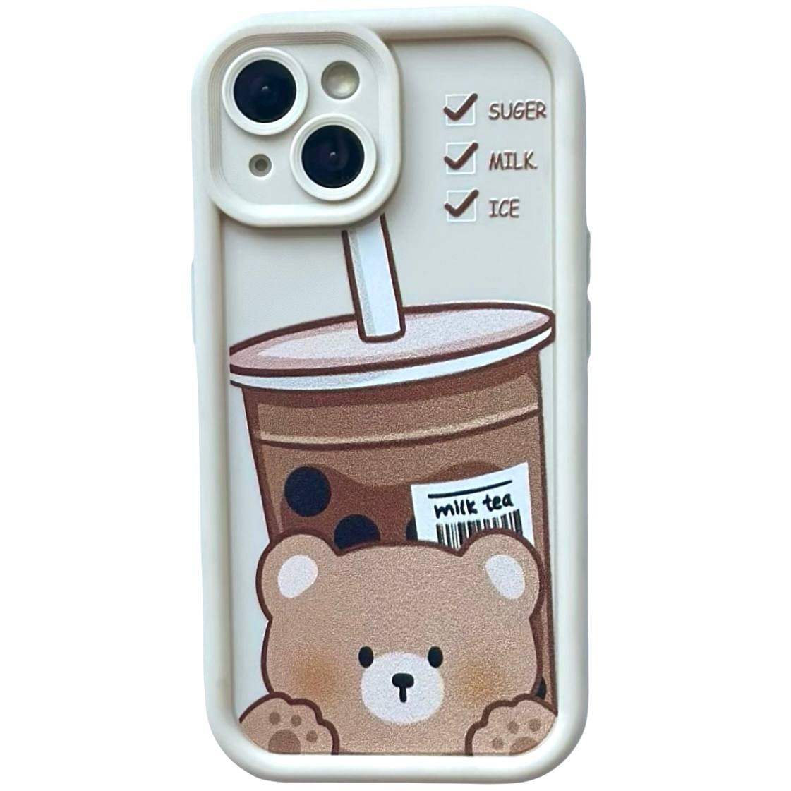 Cute Bear Coffee iPhone 15 White - 1