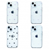 TPU Transparent Hearts iPhone 15 Plus Purple