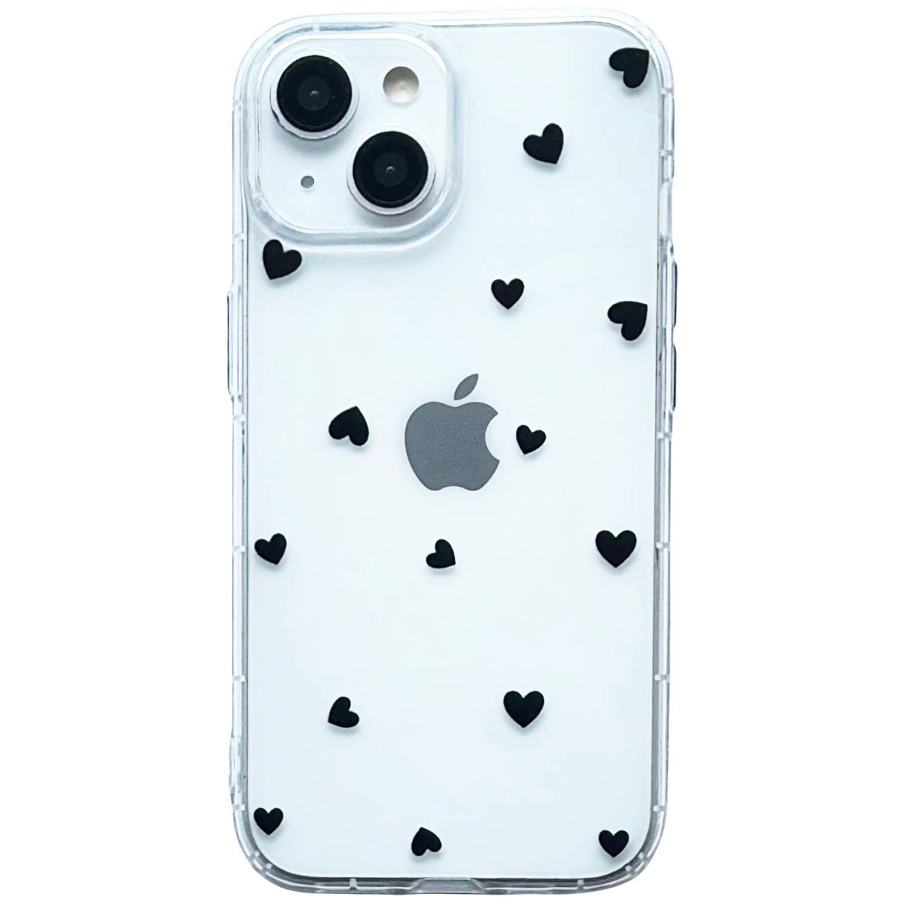 TPU Transparent Hearts iPhone 13 Black - 1