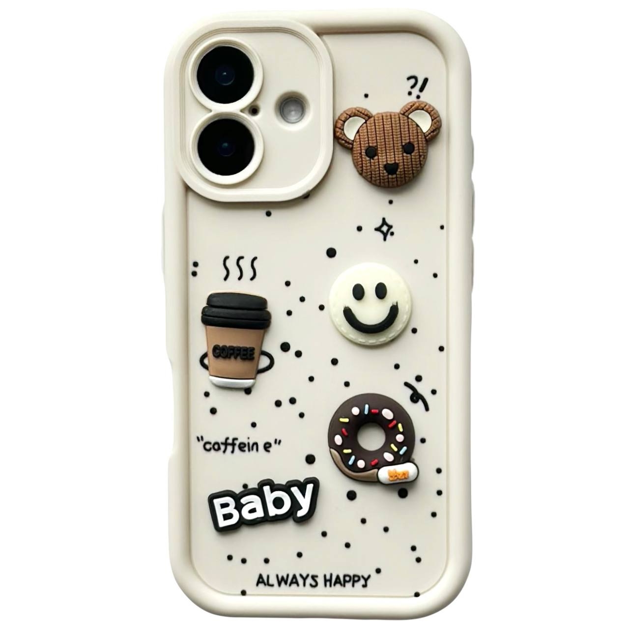 "Always Happy" Case iPhone 16 White - 1