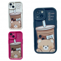 Cute Bear Coffee iPhone 15 Black