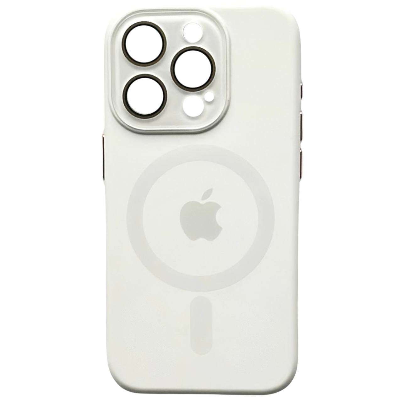 Silicone Metal Buttons Magsafe iPhone 12 White - 1
