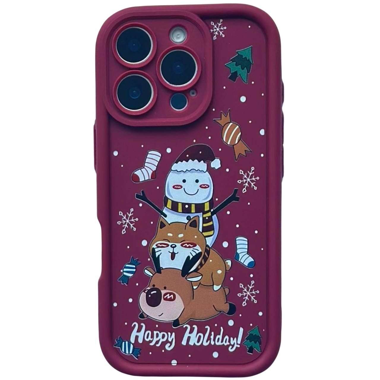TPU Merry Christmas iPhone 16 Pro Bordo (3-Head) - 1