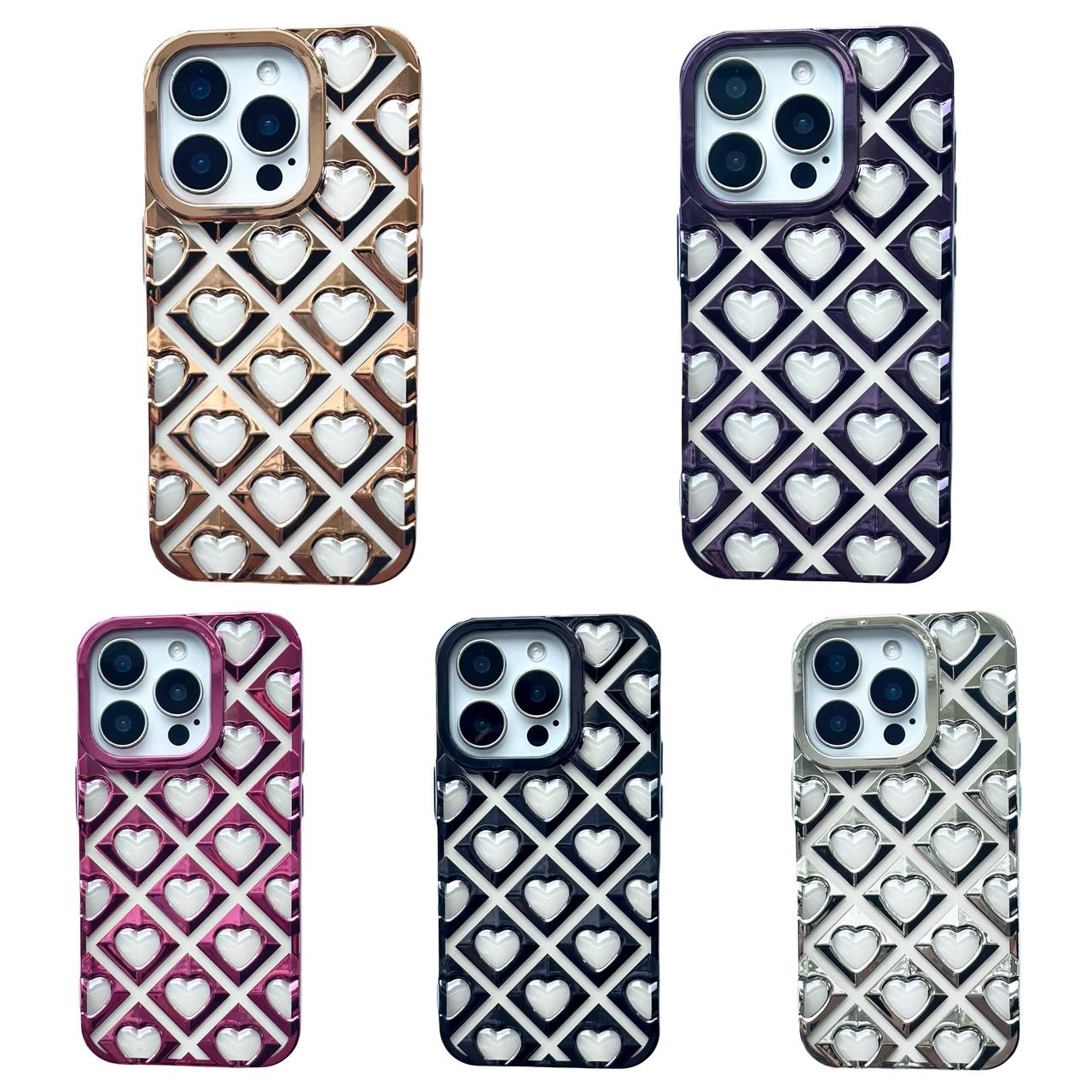 Hearts Metallic TPU iPhone 12 Pro Max Silver - 2